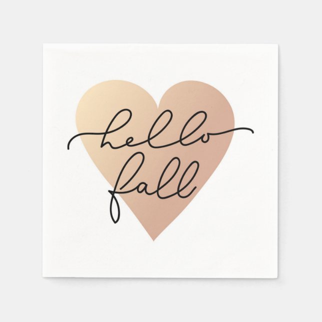 Hello Fall Love Heart Napkin (Front)