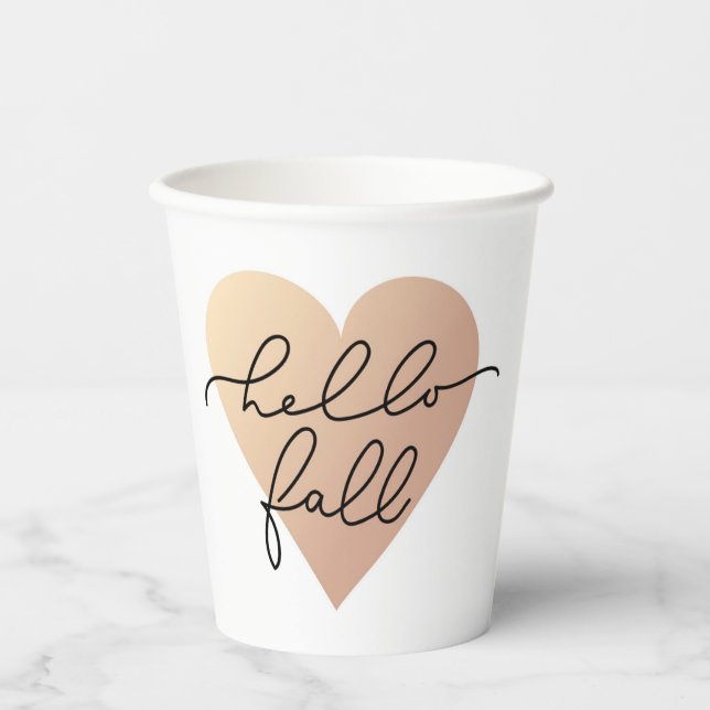 Hello Fall Love Heart Paper Cups (Front)