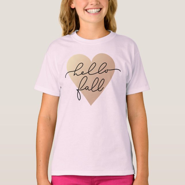 Hello Fall Love Heart T-Shirt (Front)