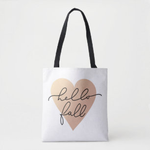 Hello Fall Love Heart Tote Bag