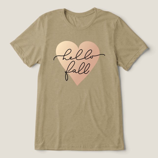 Hello Fall Love Heart Tri-Blend Shirt (Design Front)