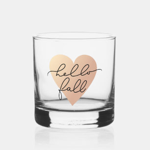 Hello Fall Love Heart Whiskey Glass