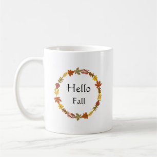 Hello Fall Minimalist Autumn - Rustic Leaves  Coffee Mug