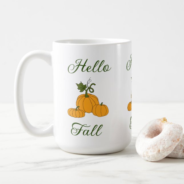 Hello Fall Minimalist Cute    Coffee Mug (With Donut)