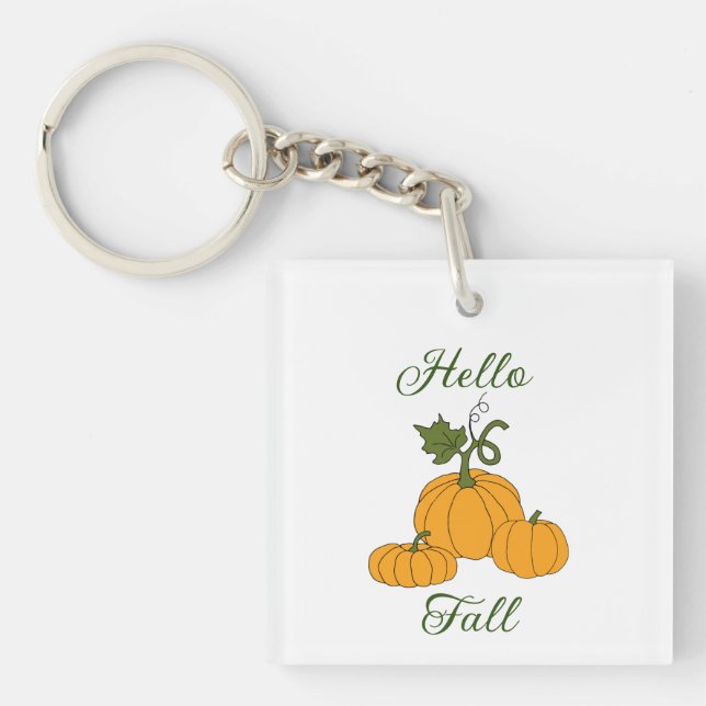 Hello Fall Minimalist Cute   Key Ring (Front)