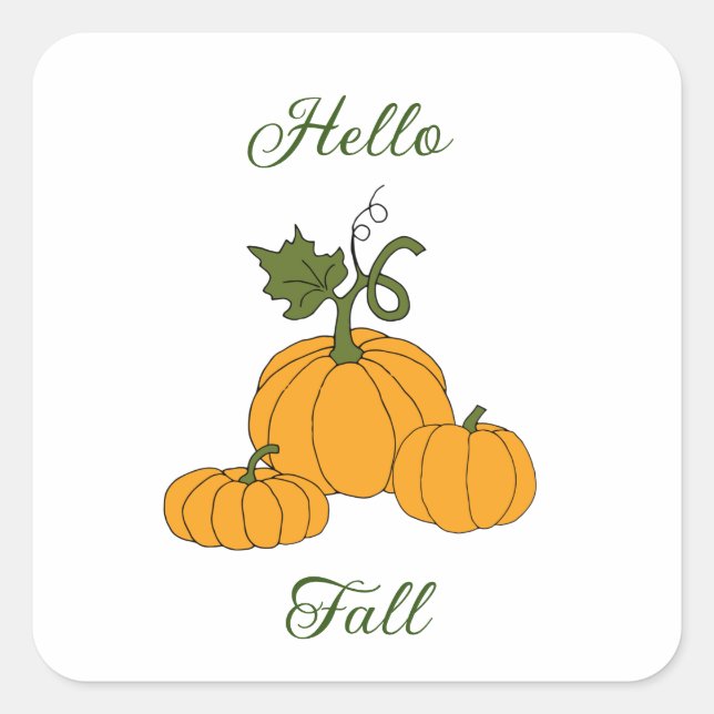 Hello Fall Minimalist Cute    Square Sticker (Front)