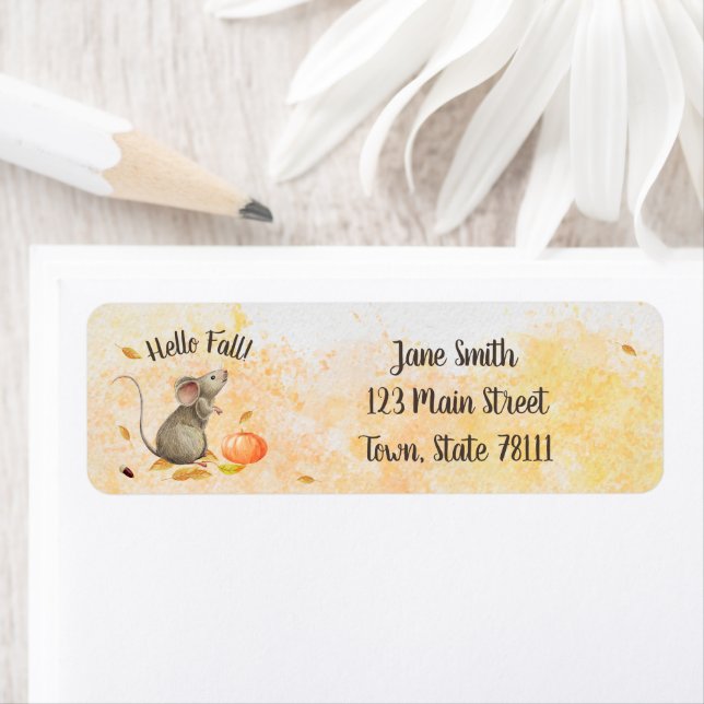 Hello Fall Mouse Return Address Label (Insitu)