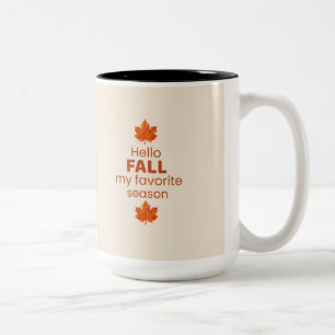 Hello Fall My Favourite Season Design Two-Tone Coffee Mug