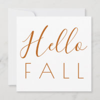 Hello Fall Orange Minimalist Typography Autumn 