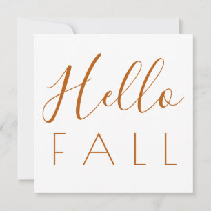 Hello Fall Orange Minimalist Typography Autumn  Card