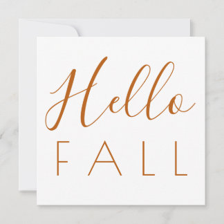 Hello Fall Orange Minimalist Typography Autumn  Card