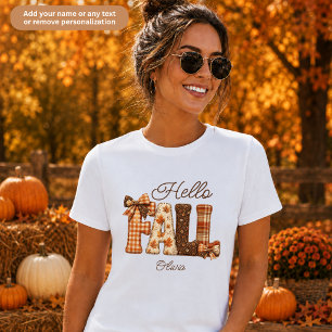 Hello Fall Patchwork Style Letters Personalised T-Shirt