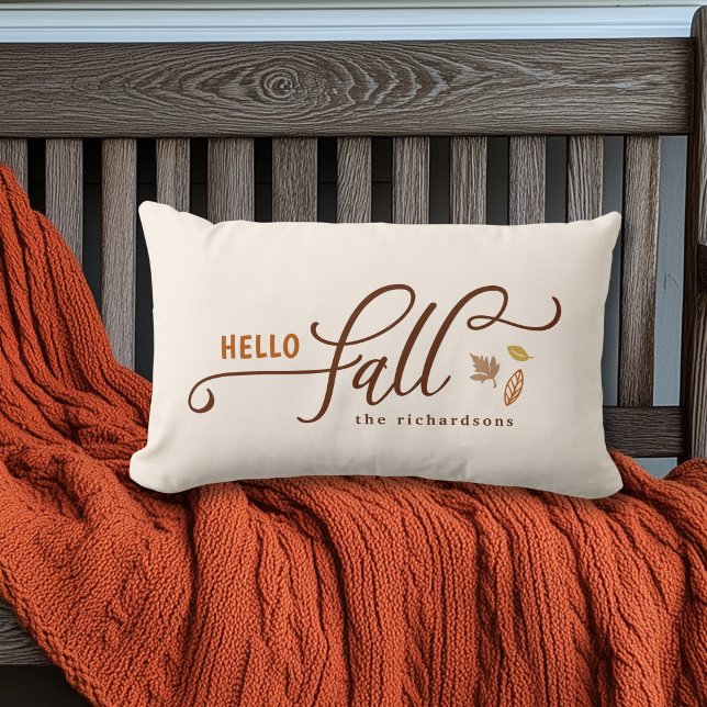 Hello Fall Personalised  Lumbar Cushion (Shown on a 13" x 21" lumbar pillow)