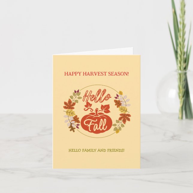 Hello Fall Poodle Harvest Thanksgiving Greeting  Card (Front)