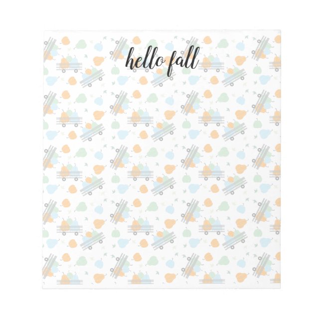 Hello Fall Pumpkin Autumn Wagon Gardening Notepad (Front)