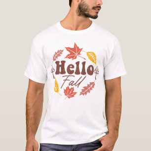 Hello Fall Pumpkin Halloween Groovy Fall Season T-Shirt