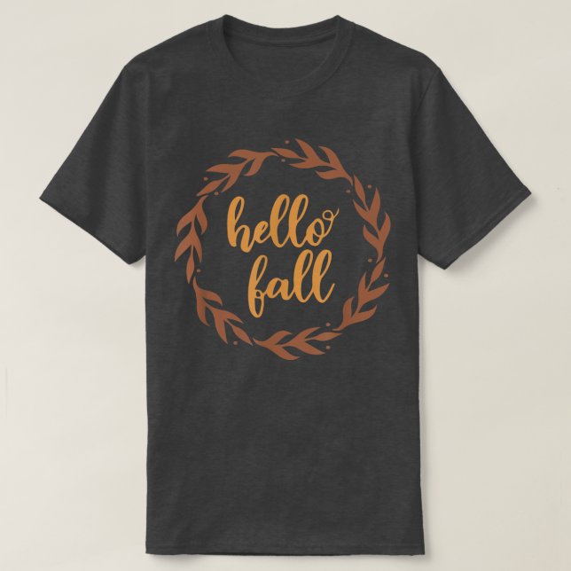 Hello Fall Pumpkin Halloween, Hello Fall Thanksgiv T-Shirt (Design Front)