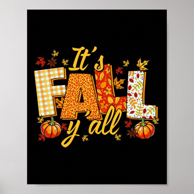 Hello Fall Pumpkin It's Fall Yall Fall Vibes Thank Poster (Front)