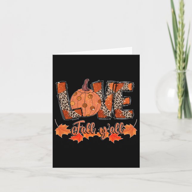 Hello Fall Pumpkin Love Fall Y_all Leopard Peace L Card (Front)