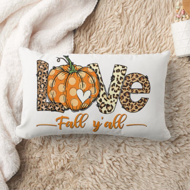 Hello Fall Pumpkin Love Fall Y'All Leopard Love Lumbar Cushion (Blanket)