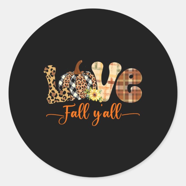 Hello Fall Pumpkin Love Fall Yall Leopard Peace Th Classic Round Sticker (Front)