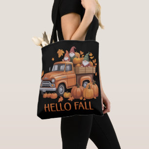 Hello Fall Pumpkin Pickup Truck Gnome Autumn Tree Tote Bag