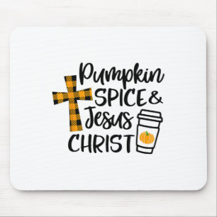 Hello Fall Pumpkin Spice And Jesus Christ Fall Chr Mouse Pad