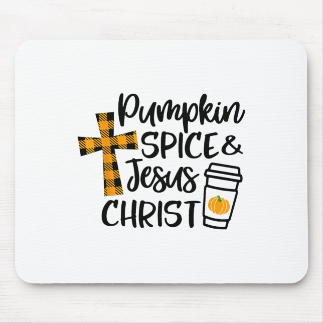 Hello Fall Pumpkin Spice And Jesus Christ Fall Chr Mouse Pad (Front)