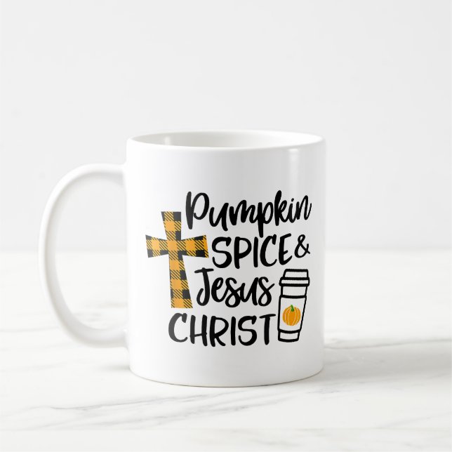 Hello Fall Pumpkin Spice & Jesus Christ Fall Chris Coffee Mug (Left)