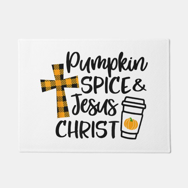 Hello Fall Pumpkin Spice & Jesus Christ Fall Chris Doormat (Front)