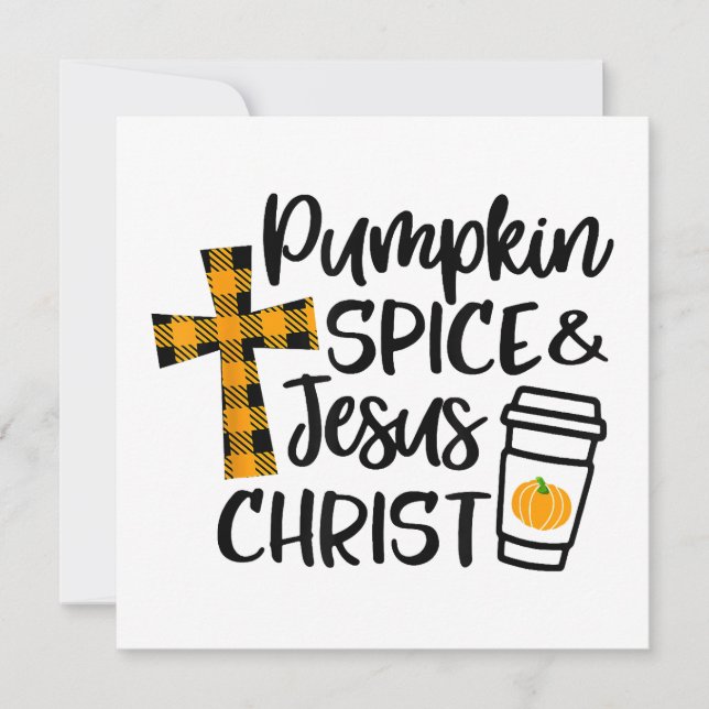 Hello Fall Pumpkin Spice & Jesus Christ Fall Chris Invitation (Front)