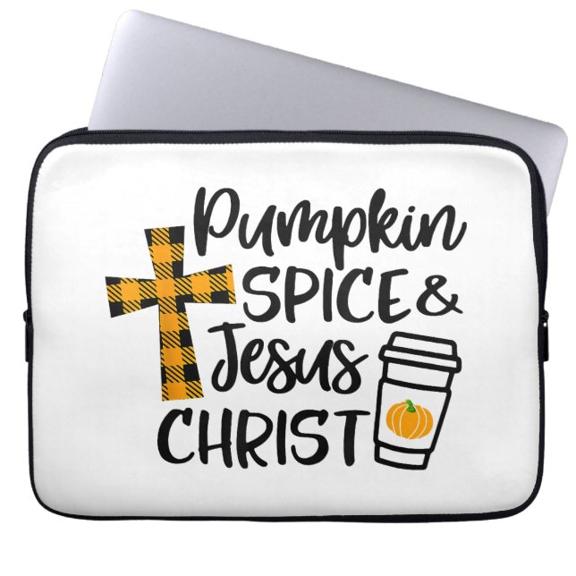 Hello Fall Pumpkin Spice & Jesus Christ Fall Chris Laptop Sleeve (Front)