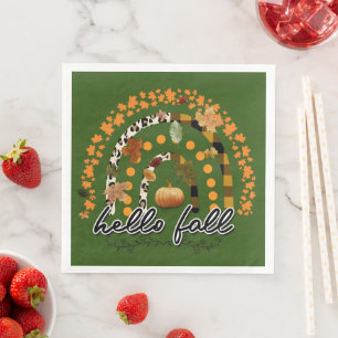 Hello Fall Pumpkin Trendy Napkin