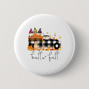 Hello Fall Pumpkin Truck Gnomes Dog Graphic Women 6 Cm Round Badge