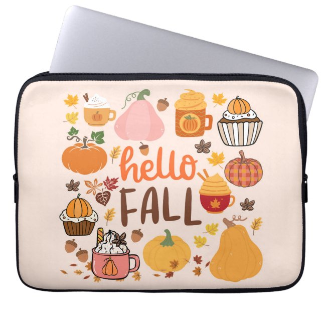 Hello Fall Pumpkins Laptop Sleeve (Front)