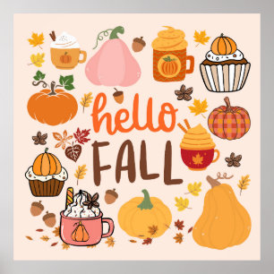 Hello Fall Pumpkins Poster