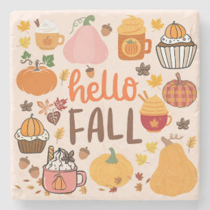 Hello Fall Pumpkins Stone Coaster