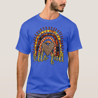 hello fall rainbow leopard pumpkin fall autumn vib T-Shirt