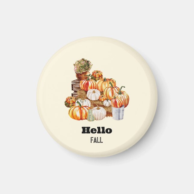 Hello Fall Rustic Pumpkins and Country Autumn  Magnet (Front)