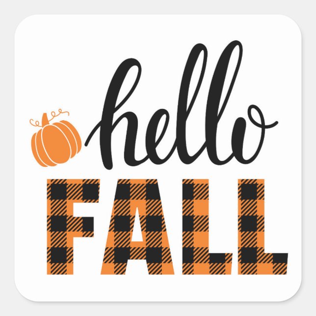 Hello Fall Square Sticker (Front)