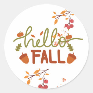 Hello Fall Stickers!  Classic Round Sticker