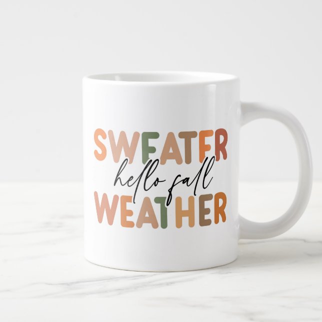 Hello Fall | Sweater Weather Large Coffee Mug (Right)
