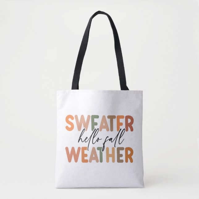 Hello Fall | Sweater Weather Tote Bag (Front)