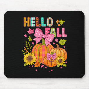 Hello Fall Thanksgiving Coquette Boho Floral Fall Mouse Pad