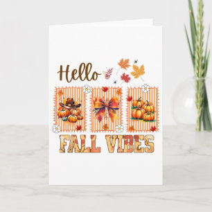 Hello Fall Vibes Coquette Bow Pumpkin Spice Thanks Card