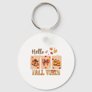 Hello Fall Vibes Coquette Bow Pumpkin Spice Thanks Key Ring