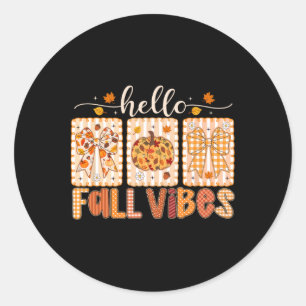 Hello Fall Vibes Coquette Bow Thanksgiving Autumn Classic Round Sticker
