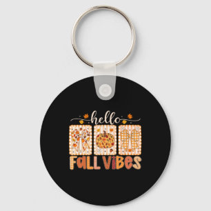 Hello Fall Vibes Coquette Bow Thanksgiving Autumn Key Ring