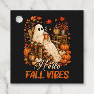 Hello Fall Vibes Ghost Cute Autumn Pumpkin Favour Tags