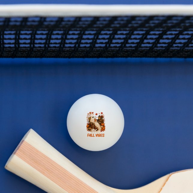 Hello Fall Vibes Ghost Cute Autumn Pumpkin Ping Pong Ball (Table)
